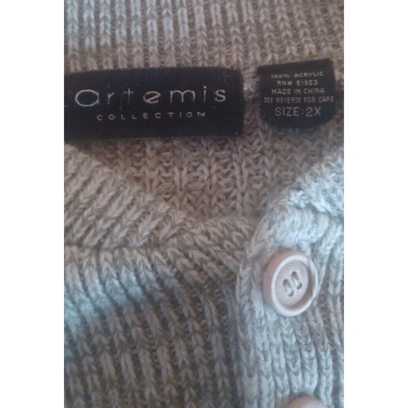 Vintage ARTEMIS Sweater Men's 4 Button Size 2XL Heather Green Henley Style Y2K - Picture 5 of 7